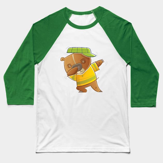 Wombat Dabbing Baseball T-Shirt by vaughanduck